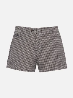 Tailliert geschnittene Herren-Badeshorts Harrys mit Pied-de-Poule-Aufdruck