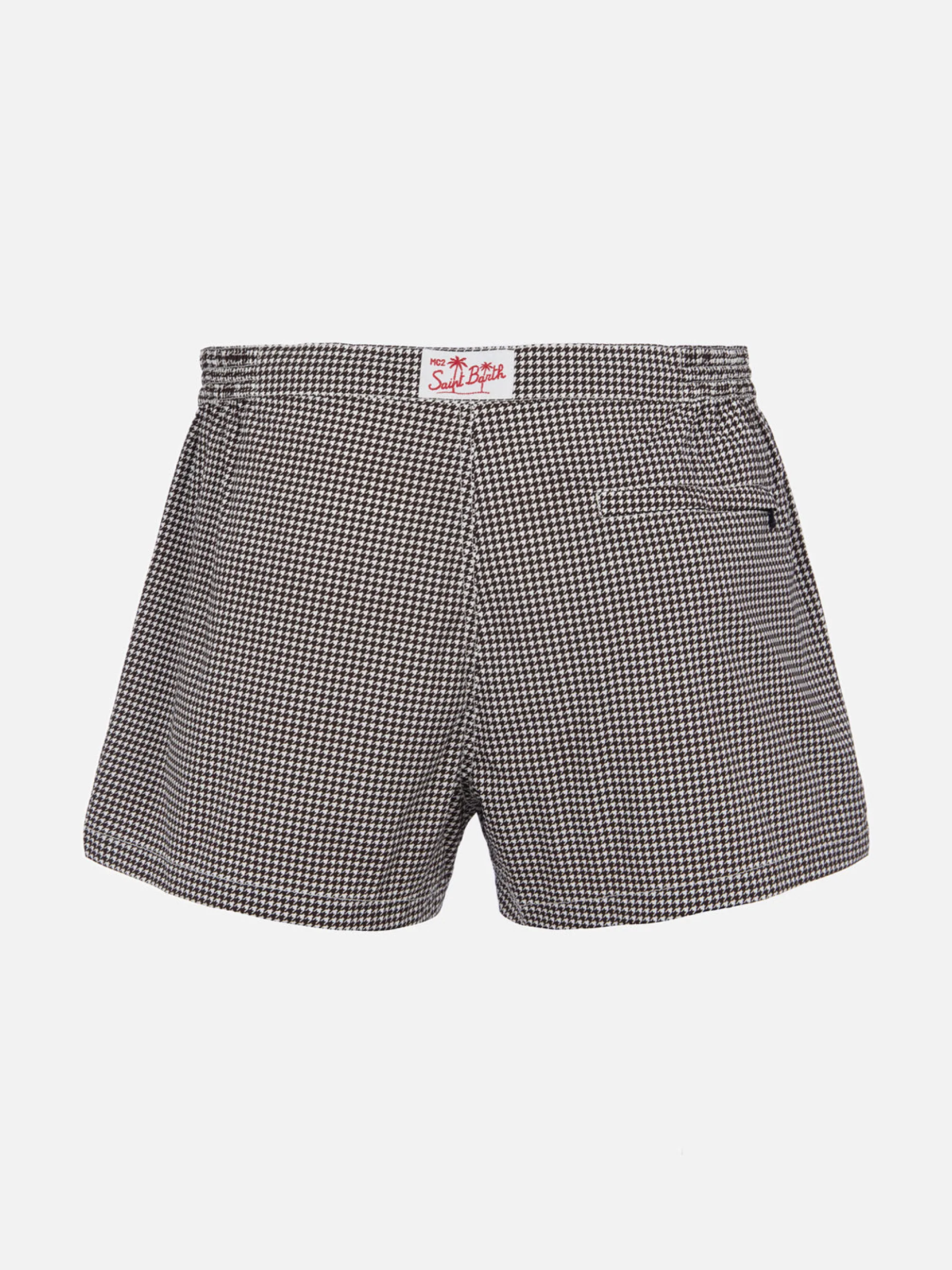Tailliert geschnittene Herren-Badeshorts Harrys mit Pied-de-Poule-Aufdruck