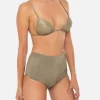 Triangel-Bikini aus goldenem Lurex