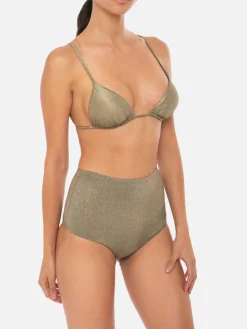 Triangel-Bikini aus goldenem Lurex