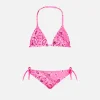 Triangel-Bikini für Mädchen mit Bandana-Print in Neonrosa