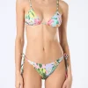 Triangel-Bikini mit Aufnäher und Blumenmuster