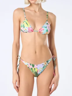Triangel-Bikini mit Aufnäher und Blumenmuster