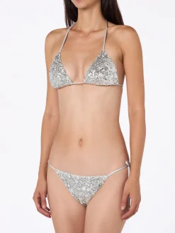Triangel-Bikini mit silbernen Pailletten für Damen Leah Marielle
