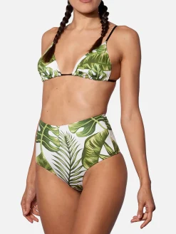 Triangel-Bikini mit tropischem Blätter-Jumbo-Print