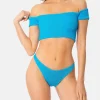 Türkiser Crinkle-Bikini für Damen mit breiten Trägern