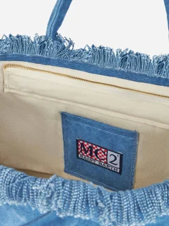 Vanity-Einkaufstasche aus Denim-Baumwoll-Canvas mit Logo-Tasche