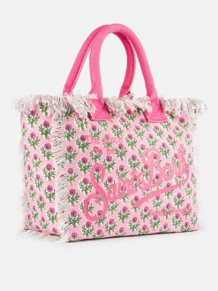 Vanity-Einkaufstasche aus Baumwollcanvas mit Blumenmuster
