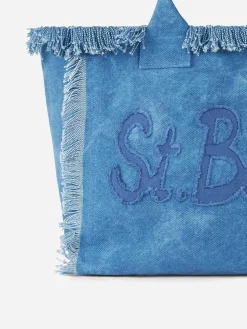 Vanity-Einkaufstasche aus Denim-Baumwoll-Canvas mit Logo-Tasche