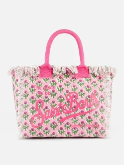 Vanity-Einkaufstasche aus Baumwollcanvas mit Blumenmuster