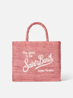 Vanity-Rosa-Basttasche mit Saint-Barth-Stickerei
