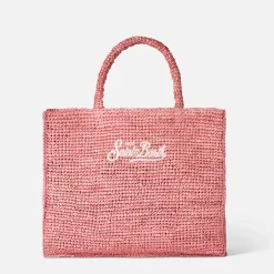 Vanity-Rosa-Basttasche mit Saint-Barth-Stickerei