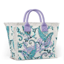 Vanity-Schultertasche aus Segeltuch mit Paisley-Print