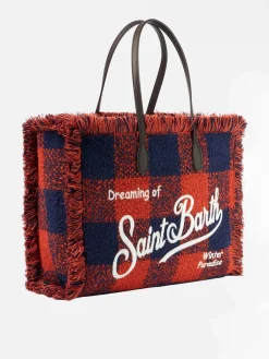 Vanity-Schultertasche aus Wolle mit Karomuster