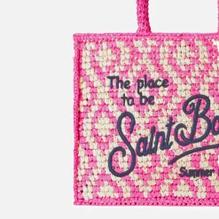Vanity-Umhängetasche aus Bast mit Saint-Barth-Stickerei