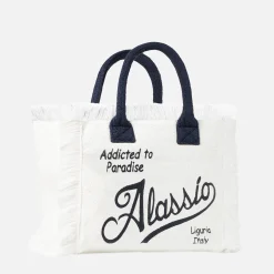 Vanity-Umhängetasche aus Frottee mit Alassio-Stickerei