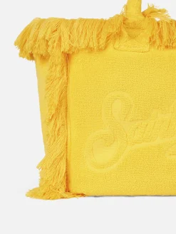 Vanity-Umhängetasche aus gelbem Frottee mit geprägtem Logo