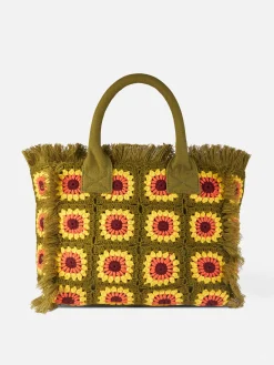 Vanity-Umhängetasche mit gehäkelten Blumen