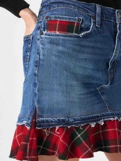 Vintage-Jeansrock für Damen mit Tartan-Details