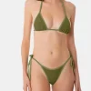 Waldgrüner Crinkle-Triangel-Badeanzug für Damen
