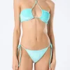 Wassergrüner Damen-Bandeau-Bikini aus Chenille