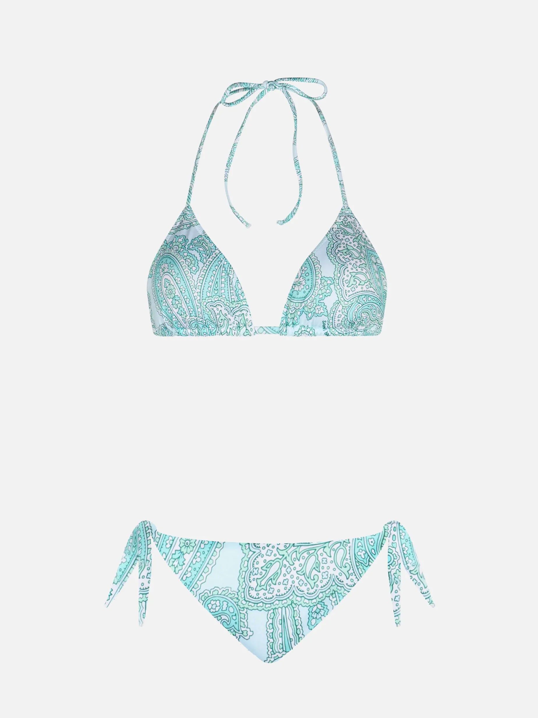 Wassergrüner Damen-Triangel-Bikini mit Paisley-Muster Leah Yali