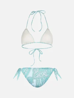 Wassergrüner Damen-Triangel-Bikini mit Paisley-Muster Leah Yali