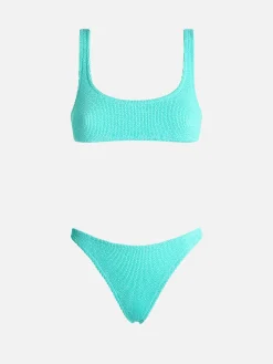 Wassergrüner klassischer Crinkle-Bikini für Damen Naima Elise