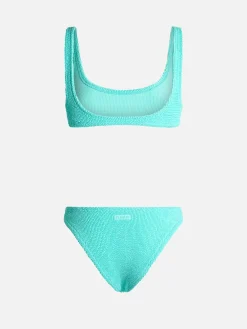 Wassergrüner klassischer Crinkle-Bikini für Damen Naima Elise
