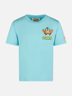Wassergrünes Baumwoll-T-Shirt für Jungen mit St. Barth Addicted-Aufdruck