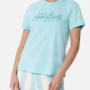 Wassergrünes Damen-T-Shirt Emilie aus Baumwolljersey mit Rundhalsausschnitt und Strasssteinen