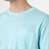 Wassergrünes Herren-T-Shirt aus Leinenjersey Ecstasea mit Tasche
