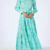 Wassergrünes Kleid aus Toile de Jouy-Baumwolle für Damen von Jensen