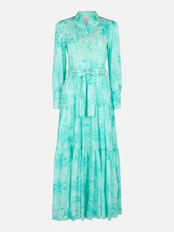 Wassergrünes Kleid aus Toile de Jouy-Baumwolle für Damen von Jensen