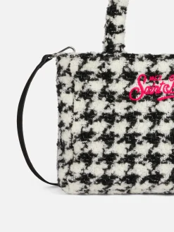 Weiche Clarine-Handtasche aus Wolle mit Pied-de-Poule-Lurex-Muster