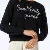 Weicher Damenpullover mit Rundhalsausschnitt und Sun Moritz Queen-Stickerei