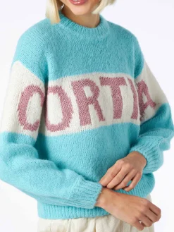 Weicher, kastenförmiger Damenpullover mit Cortina-Jacquard-Print
