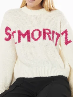 Weicher, kastenförmiger Damenpullover mit St. Moritz-Jacquard-Print