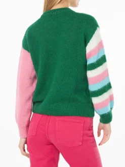 Weicher, kastenförmiger Damenpullover mit „Comme ci comme ça“-Stickerei
