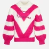 Weicher, kastenförmiger Mädchenpullover mit Snow Princess-Stickerei