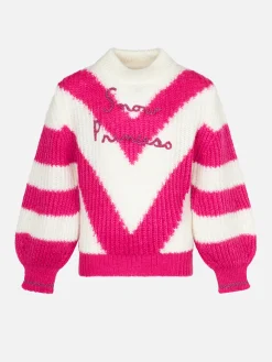Weicher, kastenförmiger Mädchenpullover mit Snow Princess-Stickerei