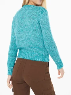 Weicher, kurz geschnittener Damenpullover mit Rundhalsausschnitt und „Sundays are for Coccole“-Stickerei