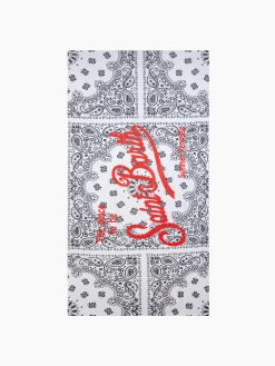 Weiches Frottee-Strandtuch mit weißem Bandana-Aufdruck