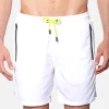 Weiße Badeshorts aus leichtem Stoff mit Reißverschluss