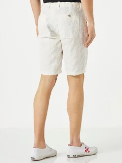 Weiße bestickte Bermudashorts