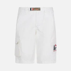 Weiße Cargo-Bermuda mit Taschen