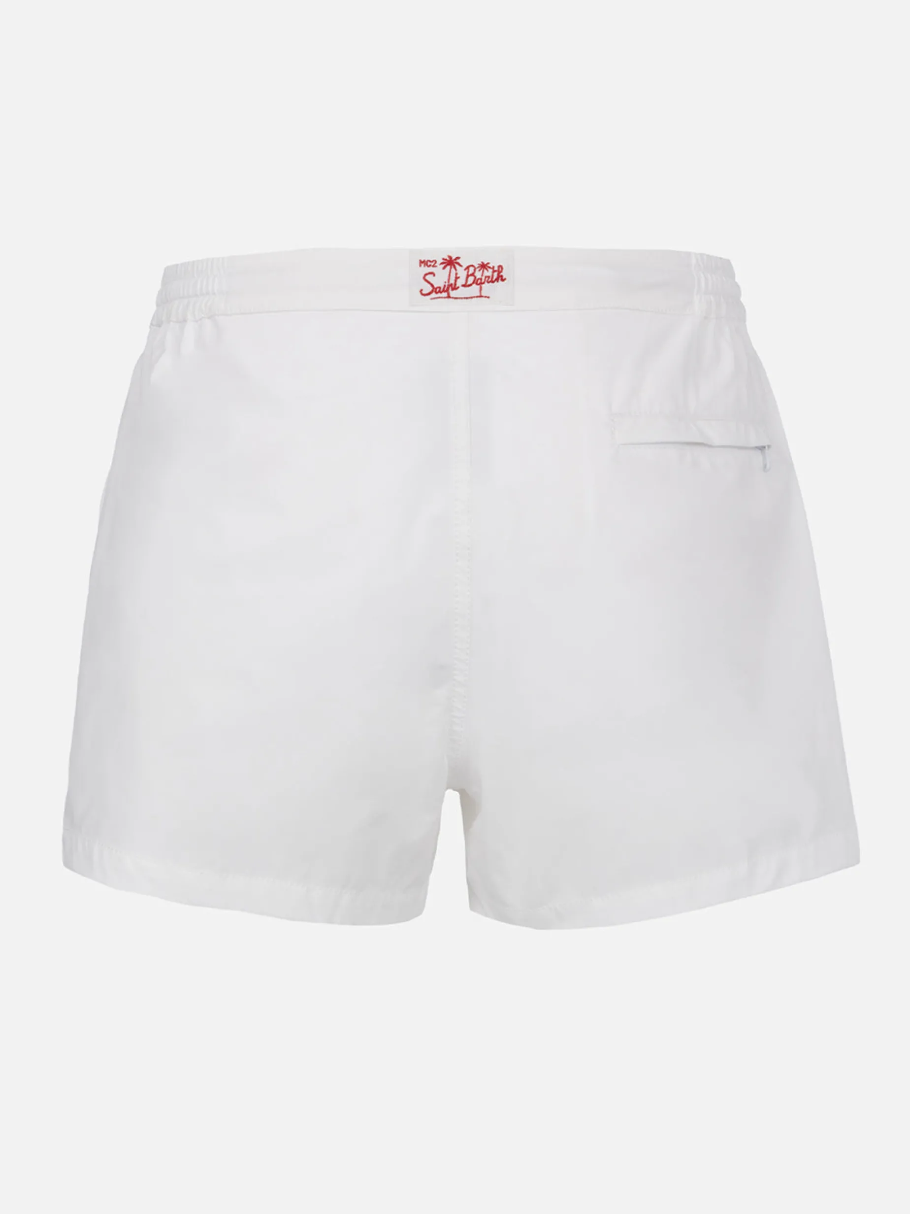 Weiße Herren-Badeshorts mit tailliertem Schnitt von Harrys