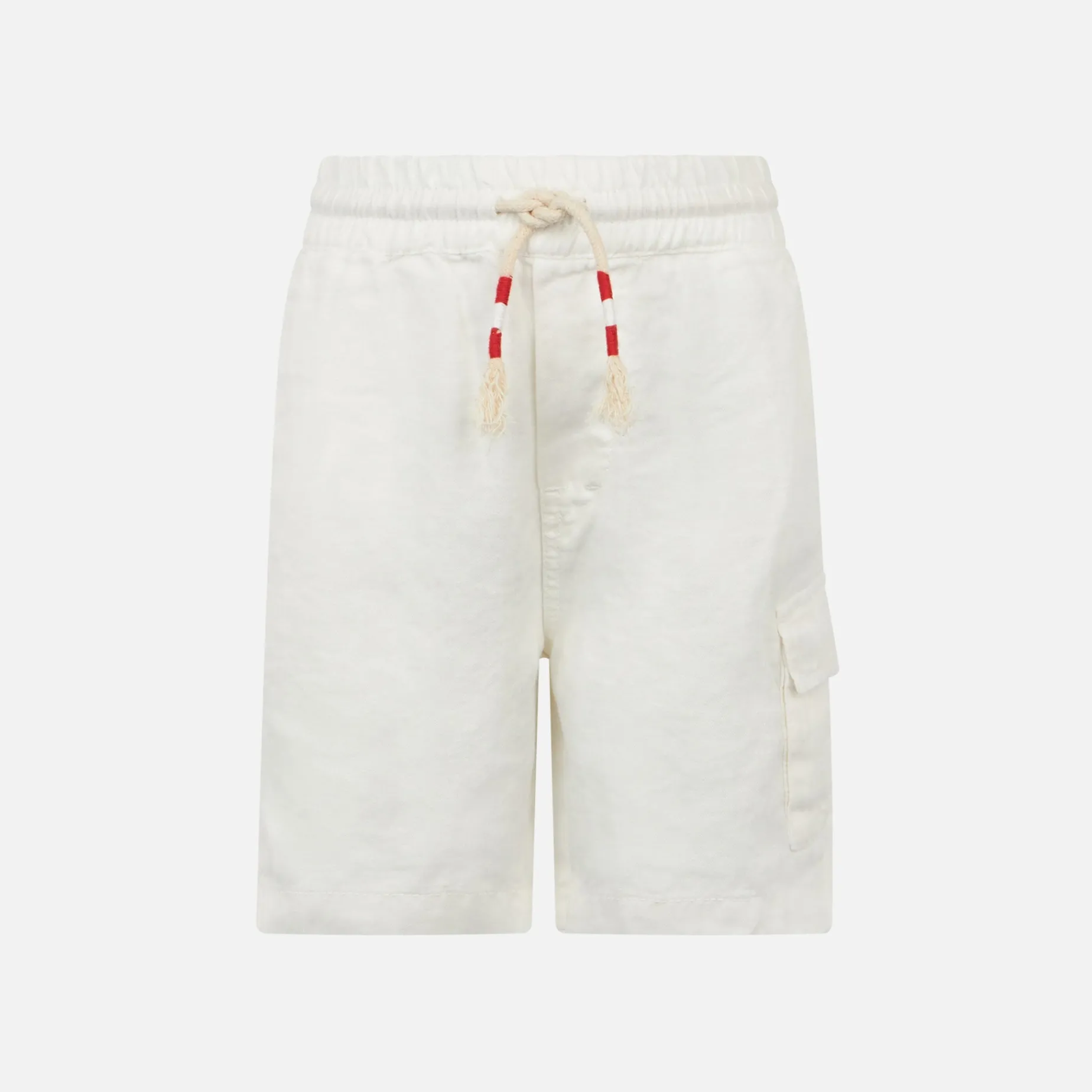 Weiße Leinen-Bermudashorts