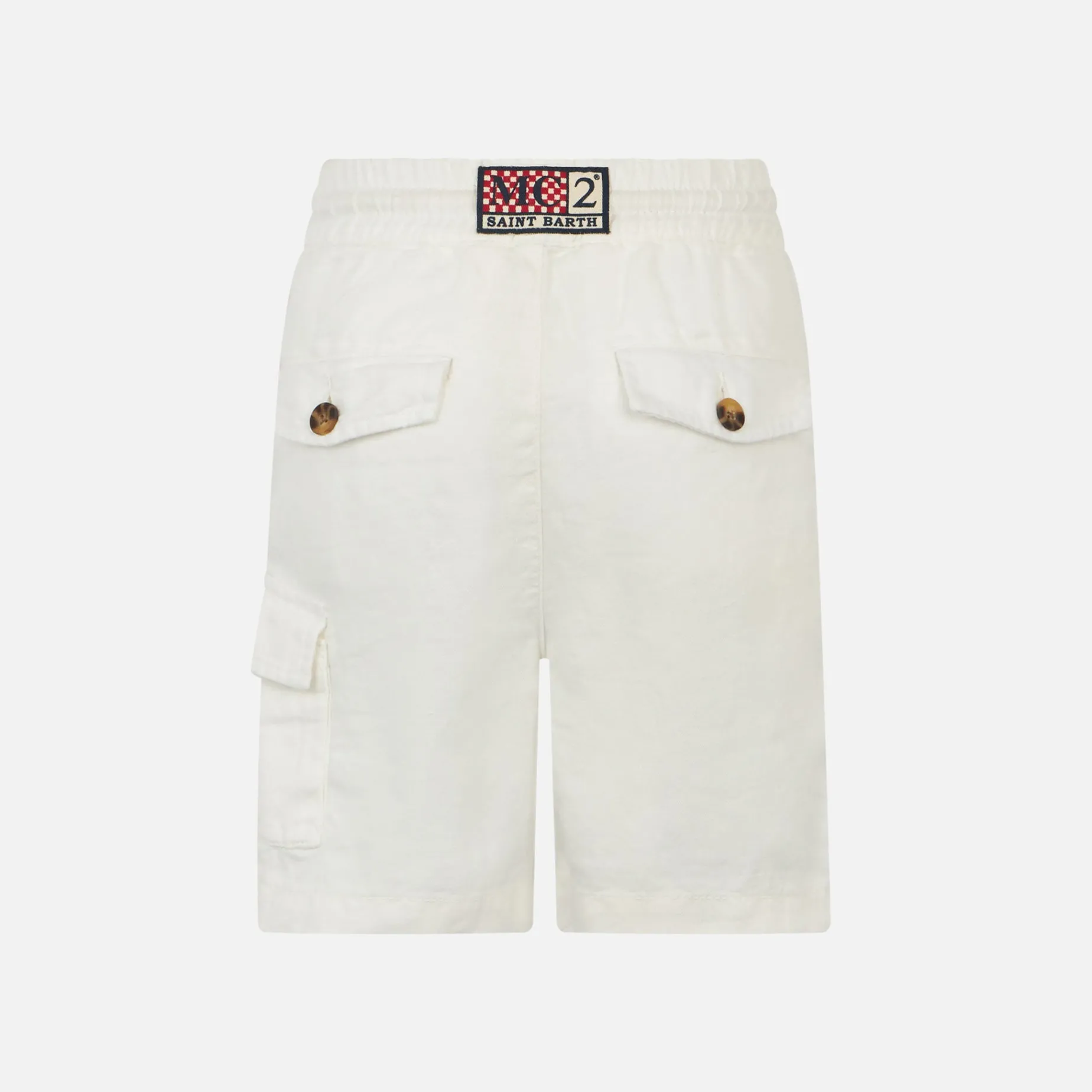 Weiße Leinen-Bermudashorts