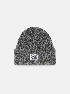 Weiße Mouliné-Mütze für Damen mit Saint-Barth-Stickerei